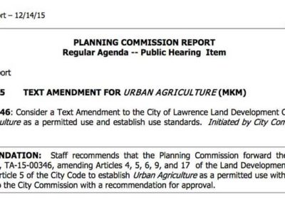 Planning Commission  Report on Urban Agriculture